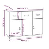 Sideboard 100x40x75 cm Solid Wood Pine - Extra Image