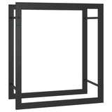 Firewood Rack Matt Black 50x28x56 cm Steel - Front View