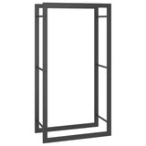Firewood Rack Matt Black 50x28x94 cm Steel - Front View
