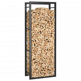 Firewood Rack Matt Black 50x28x132 cm Steel - 45-Degree Angle