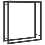 Firewood Rack Matt Black 80x28x86 cm Steel - Front View