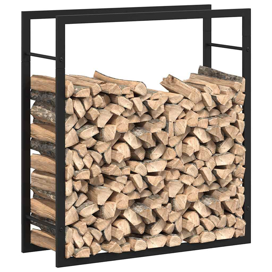 Firewood Rack Matt Black 80x28x86 cm Steel
