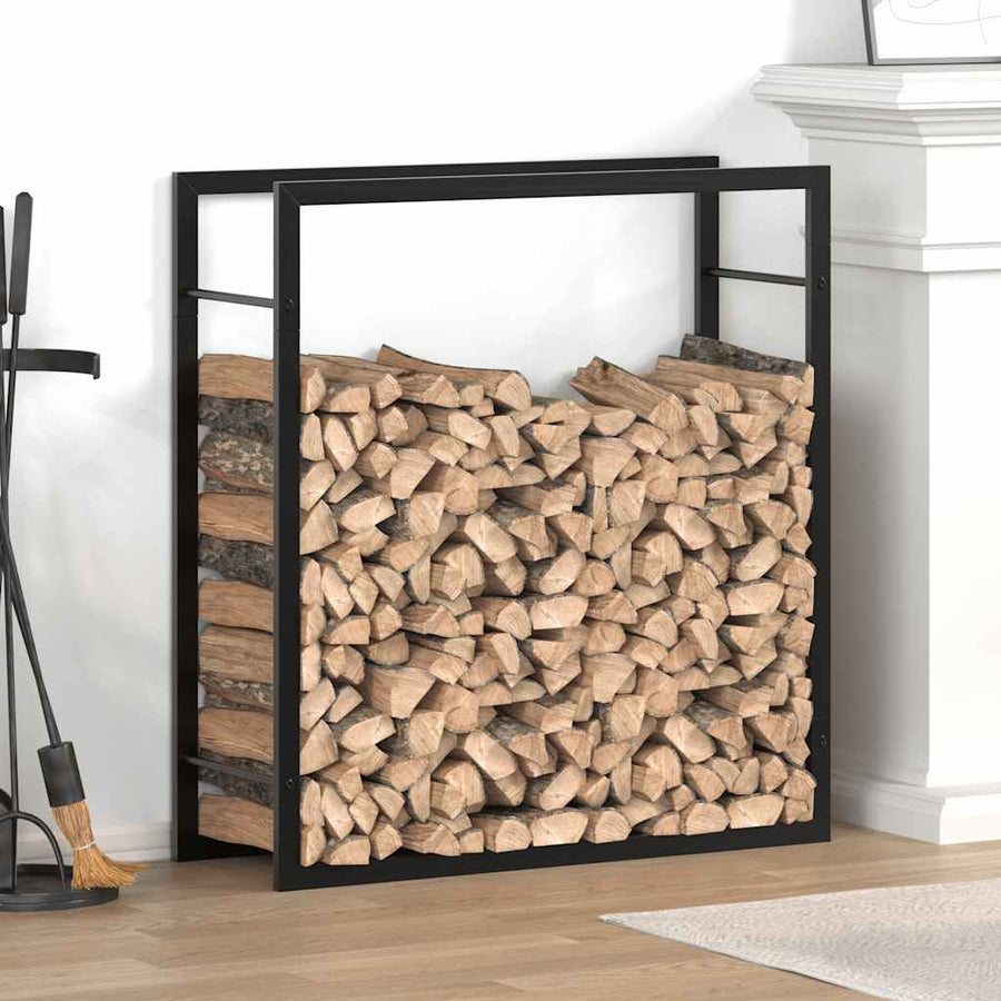 Firewood Rack Matt Black 80x28x86 cm Steel