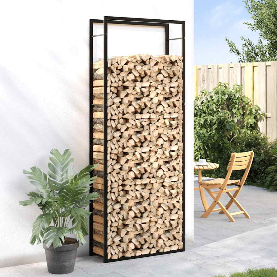 Firewood Rack Matt Black 80x28x222 cm Steel