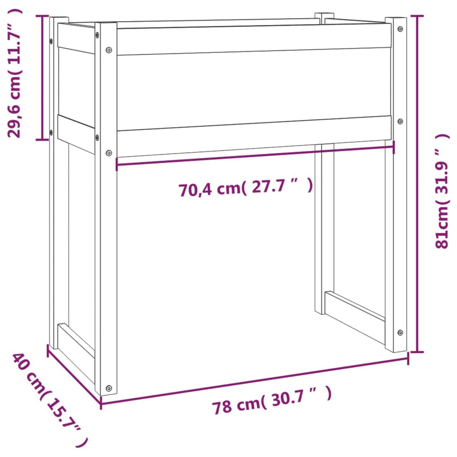 Planter 78x40x81 cm Solid Wood Pine
