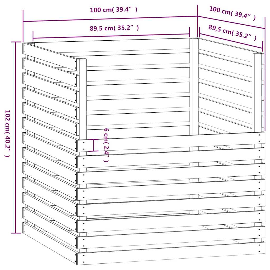 Composter 100x100x102 cm Solid Wood Pine