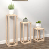 3 Piece Plant Stand Set Solid Wood Pine - Side View