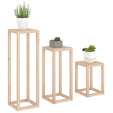 3 Piece Plant Stand Set Solid Wood Pine - Top-Down View
