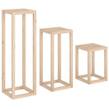 3 Piece Plant Stand Set Solid Wood Pine - 45-Degree Angle