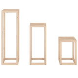 3 Piece Plant Stand Set Solid Wood Pine - Rear View