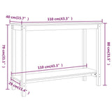 Console Table 110x40x80 cm Solid Wood Pine - Low Angle