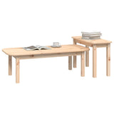 2 Piece Coffee Table Set Solid Wood Pine - Side View