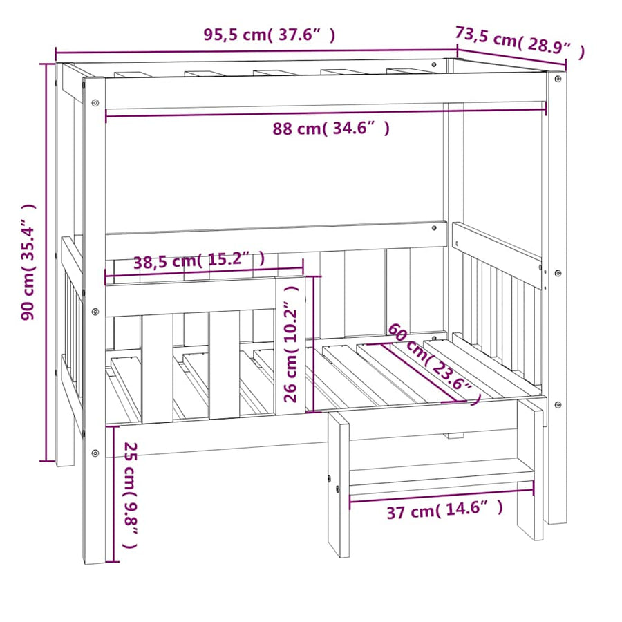 Dog Bed 95.5x73.5x90 cm Solid Wood Pine