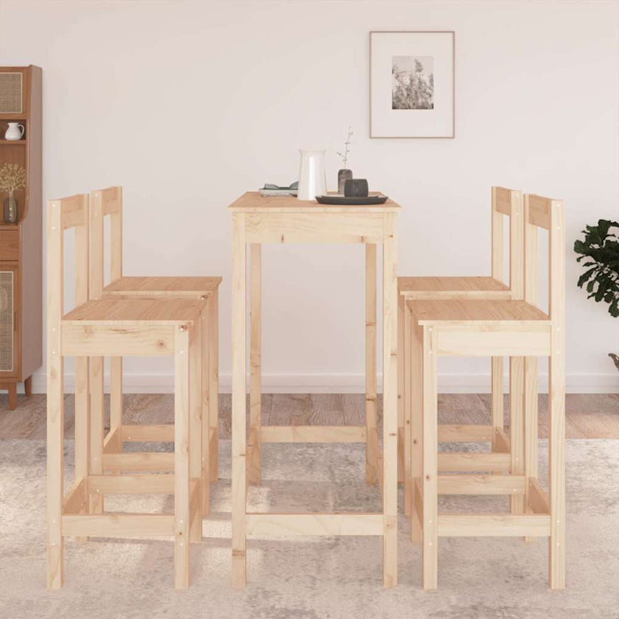 5 Piece Bar Set Solid Wood Pine