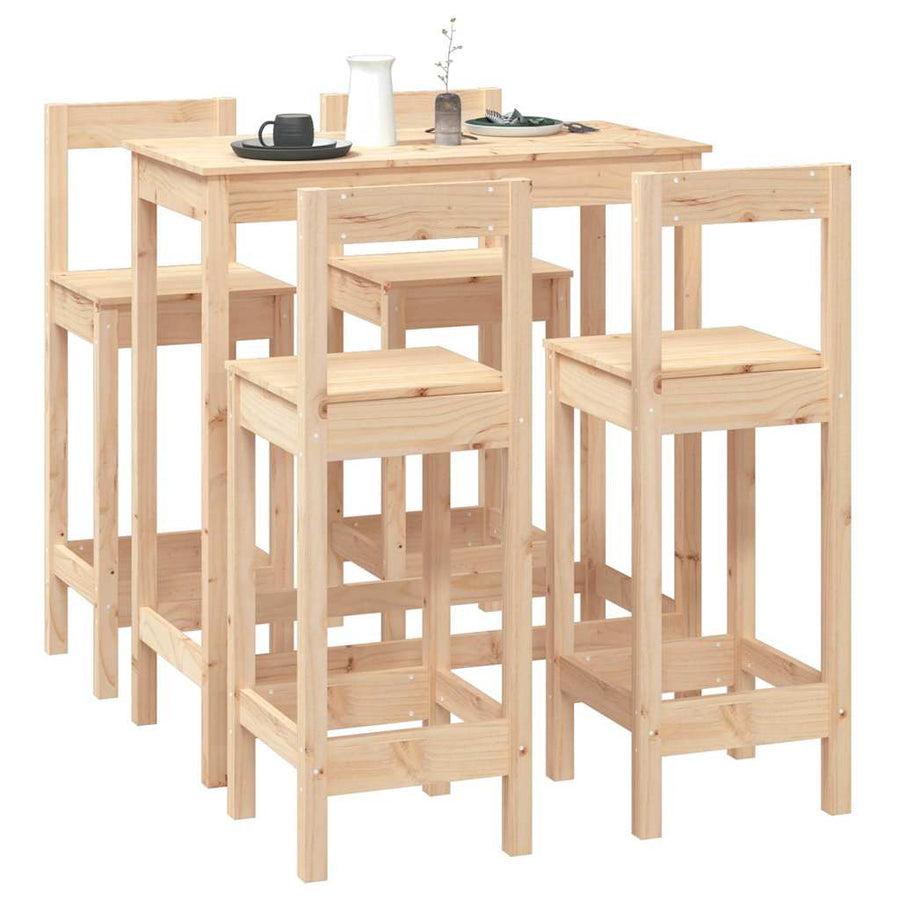 5 Piece Bar Set Solid Wood Pine
