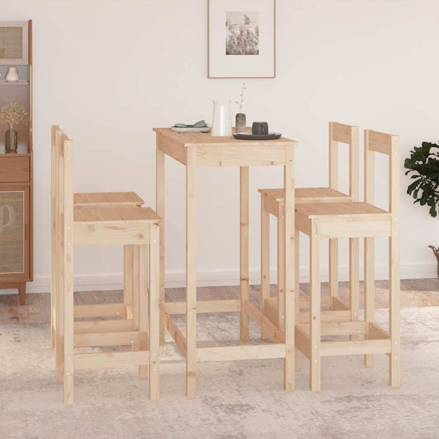 5 Piece Bar Set Solid Wood Pine