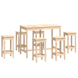 7 Piece Bar Set Solid Wood Pine - Front View