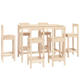 7 Piece Bar Set Solid Wood Pine - Front View