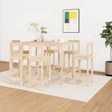 7 Piece Bar Set Solid Wood Pine - Rear View