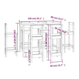 7 Piece Bar Set Solid Wood Pine