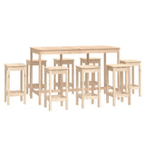 9 Piece Bar Set Solid Wood Pine - Front View