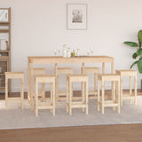 9 Piece Bar Set Solid Wood Pine - Rear View