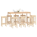 9 Piece Bar Set Solid Wood Pine - Close-Up Angle