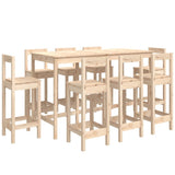 9 Piece Bar Set Solid Wood Pine - Front View