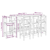 9 Piece Bar Set Solid Wood Pine