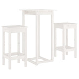 3 Piece Bar Set White Solid Wood Pine - Front View