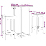 3 Piece Bar Set White Solid Wood Pine - Extra Image