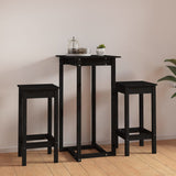3 Piece Bar Set Black Solid Wood Pine - Side View
