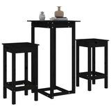 3 Piece Bar Set Black Solid Wood Pine - Top-Down View