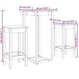 3 Piece Bar Set Black Solid Wood Pine - Extra Image