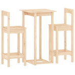 3 Piece Bar Set Solid Wood Pine