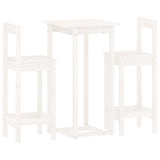 3 Piece Bar Set White Solid Wood Pine
