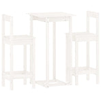 3 Piece Bar Set White Solid Wood Pine