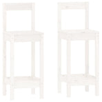 3 Piece Bar Set White Solid Wood Pine