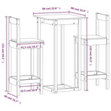 3 Piece Bar Set White Solid Wood Pine