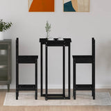 3 Piece Bar Set Black Solid Wood Pine - Side View