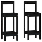 3 Piece Bar Set Black Solid Wood Pine