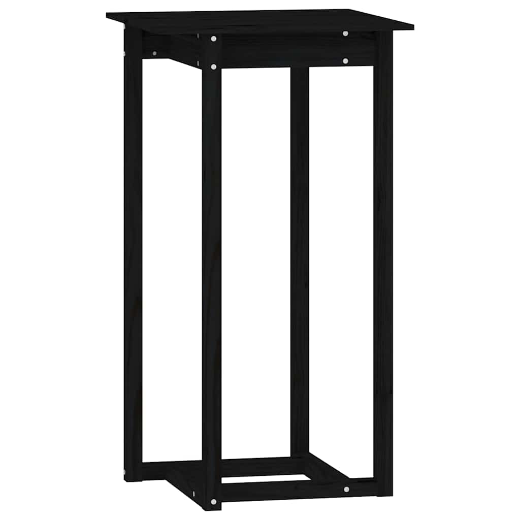 3 Piece Bar Set Black Solid Wood Pine