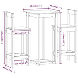 3 Piece Bar Set Black Solid Wood Pine
