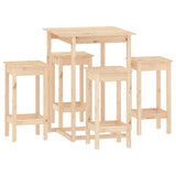 5 Piece Bar Set Solid Wood Pine - Front View