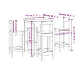 5 Piece Bar Set Solid Wood Pine - Extra Image