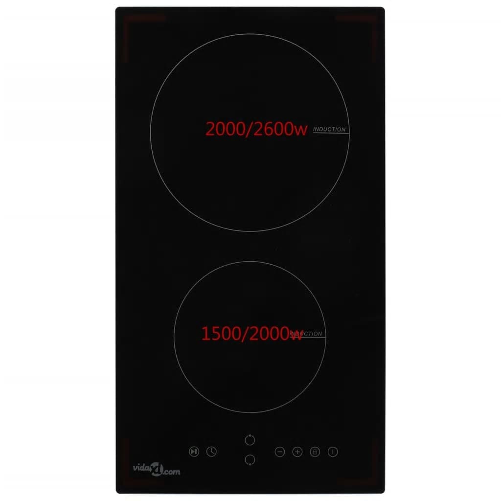 Induction Hob with 2 Burners Touch Control Glass 3500 W