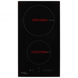 Induction Hob with 2 Burners Touch Control Glass 3500 W - Front View