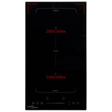 Flexizone Induction Hob with 2 Burners Touch Control Glass 3500W - Front View