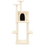 Cat Tree with Sisal Scratching Posts Cream 144.5 cm