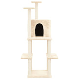 Cat Tree with Sisal Scratching Posts Cream 144.5 cm - Side View